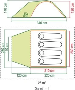 Coleman Darwin 4 Plus Koepeltent - 4-Persoons - Groen -Buiten Kamperen Apparatuur 1003x1200