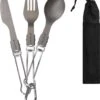 Navaris Campingbestek Van Titanium - Set Met Vork, Mes En Lepel - Inklapbaar - Bestekset Voor Onderweg - Inclusief Karabijnhaak En Bewaarzakje -Buiten Kamperen Apparatuur 1053x1200 5