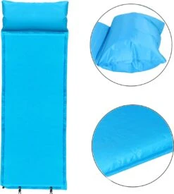 Springos Slaapmat | Zelfopblazend | 186 Cm | Inclusief Hoes & Hoofdkussen | Lichtblauw -Buiten Kamperen Apparatuur 1079x1200