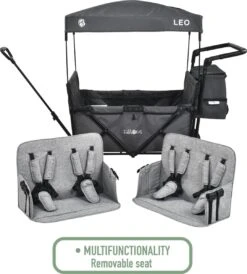 FableKids LEO X4Plus Opvouwbare Wagen Met Dak Fossil Grey -Buiten Kamperen Apparatuur 1082x1200 3