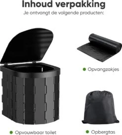 KNGZ Outdoor Gear – Camping Toilet – Nieuw Model – Biologisch Afbreekbare Zakjes – Opvouwbare Camping Toilet Met Deksel – Camping Toilet Hoge Zit – Draagbare WC Emmer Volwassen – Draagbaar Mobiel Potje – Nachtemmer – Opvouwbaar Toilet – Kamperen -Buiten Kamperen Apparatuur 1087x1200 5