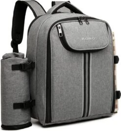 Kono Koeltas - Koelrugzak - Picknick - Picknicktas Met Flessenhouder - Koelrugtas Met Picknickkleed - Grijs (E6915 GY) -Buiten Kamperen Apparatuur 1108x1200 2