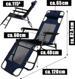 Ligstoel 155x60cm - Opvouwbaar Campingstoel Ligbed Strandstoel Tuinstoel Vouwligstoel Blauw -Buiten Kamperen Apparatuur 1134x1200 1