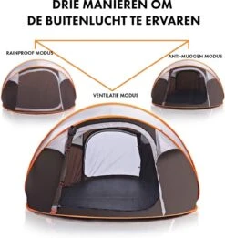 Fly Lab Luxe Pop Up Tent - Kampeer Tent - Grijs/Oranje - 4 Persoons -Buiten Kamperen Apparatuur 1136x1200 1