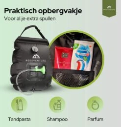 Needventure Solar Douche - Camping Douchezak - Buiten Douche - Tuindouche - Inclusief Thermometer - Waterzak Met Douchekop - 20L - Zwart -Buiten Kamperen Apparatuur 1140x1200 6