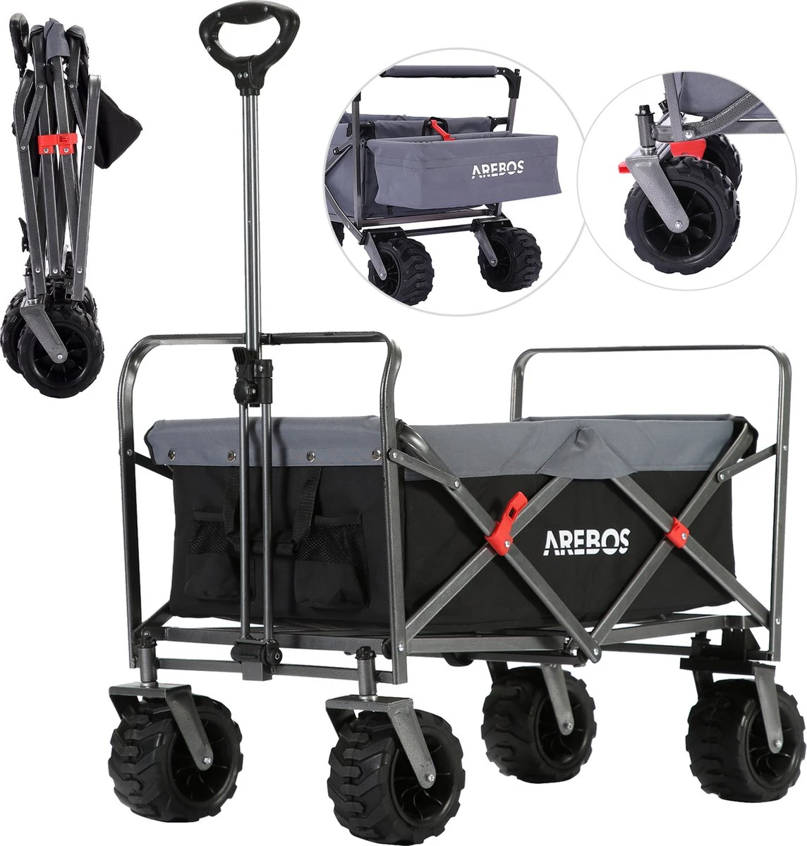 AREBOS Handkar | Transportwagen | Apparatuurwagen | Opvouwbaar | Zwart / Grijs 3 AREBOS Handkar | Transportwagen | Apparatuurwagen | Opvouwbaar | Zwart / Grijs