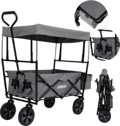 AREBOS Handwagen Vouwbare Dak Handwagen Vouwbare Trolley Uitrustingswagen Grijs -Buiten Kamperen Apparatuur 1146x1200 2
