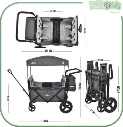 FableKids LEO X4Plus Opvouwbare Wagen Met Dak Fossil Grey -Buiten Kamperen Apparatuur 1161x1200 5