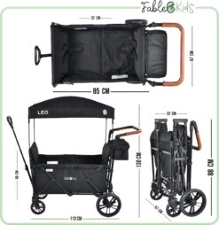 FableKids LEO X2 Lite Opvouwbare Handkar Met Dak Onyx Zwart -Buiten Kamperen Apparatuur 1167x1200 2