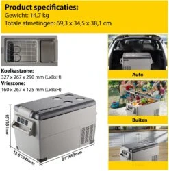 Vevor Auto Koelbox - Mini Koelkast Vriezer - Draagbare Vriezer/Koelkast - Elektrische Koelbox - Mini Vriezer - Auto Koelkast - 35 Liter - Tot -20˚C - 12V/240V - Grijs -Buiten Kamperen Apparatuur 1184x1200 9