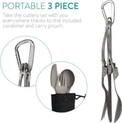 Navaris Campingbestek Van Titanium - Set Met Vork, Mes En Lepel - Inklapbaar - Bestekset Voor Onderweg - Inclusief Karabijnhaak En Bewaarzakje 17 Navaris Campingbestek Van Titanium - Set Met Vork, Mes En Lepel - Inklapbaar - Bestekset Voor Onderweg - Inclusief Karabijnhaak En Bewaarzakje -Buiten Kamperen Apparatuur 1185x1200 9