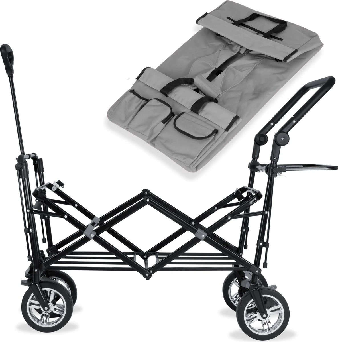 Rijoka Luxe Opvouwbare Bolderkar/Bolderwagen | Met Dakje En Draagtas | Grijs 7 Rijoka Luxe Opvouwbare Bolderkar/Bolderwagen | Met Dakje En Draagtas | Grijs - Afbeelding 5