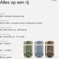 Naturehike® Slaapzak - Lichtgewicht - 205*85cm - Compact - Waterdicht - 3 Seizoenen Slaapzak Lente, Zomer & Herfst - Outdoor - Slaapzakken Volwassen & Kinderen 25 Naturehike® Slaapzak - Lichtgewicht - 205*85cm - Compact - Waterdicht - 3 Seizoenen Slaapzak Lente, Zomer & Herfst - Outdoor - Slaapzakken Volwassen & Kinderen -Buiten Kamperen Apparatuur 1190x1200 13