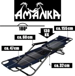 Ligstoel 155x60cm - Opvouwbaar Campingstoel Ligbed Strandstoel Tuinstoel Vouwligstoel Blauw -Buiten Kamperen Apparatuur 1190x1200 3