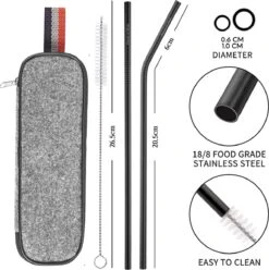 House Of Husk Reisbestek - Reis Bestekset - Chopsticks - Metalen Rietjes Met Borstel - Lepel - Vaatwasserbestendig - RVS - 7 Delig - Zwart -Buiten Kamperen Apparatuur 1193x1200 9