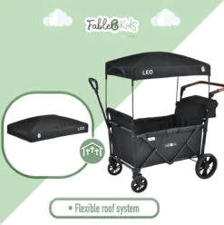 FableKids LEO X2 Lite Opvouwbare Handkar Met Dak Onyx Zwart -Buiten Kamperen Apparatuur 1194x1200 4