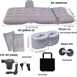 Sophie's Planet® - Auto Luchtbed Met Kussens En Pomp (Grijs) - Auto Matras - Achterbank Matras - Autobed - Car Matress - Comfortabel In De Auto Slapen -Buiten Kamperen Apparatuur 1196x1200 9