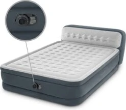 Intex 64448 - Queen Deluxe Ultra-Plush Zelfopblazend 2-persoons Luchtbed Met Hoofdboord (203x152x46cm) -Buiten Kamperen Apparatuur 1200x1049