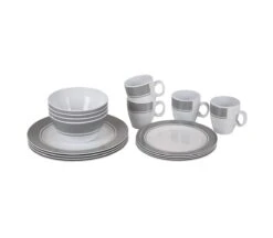 Bo-Camp - Servies - Classic - 16-Delig - Wit/Grijs -Buiten Kamperen Apparatuur 1200x1050 30