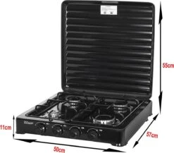 Zilan - Gas Kooktoestel 4 Pits - Campingkooktoestel - Gaskookplaat - Zwart -Buiten Kamperen Apparatuur 1200x1052 3