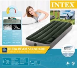 Intex Luchtbed - 1-Persoons - 76 X 191 X 25 Cm - Groen - Met Ingebouwde Voetpomp + Hoeslaken Antraciet + Reparatieset -Buiten Kamperen Apparatuur 1200x1064 4