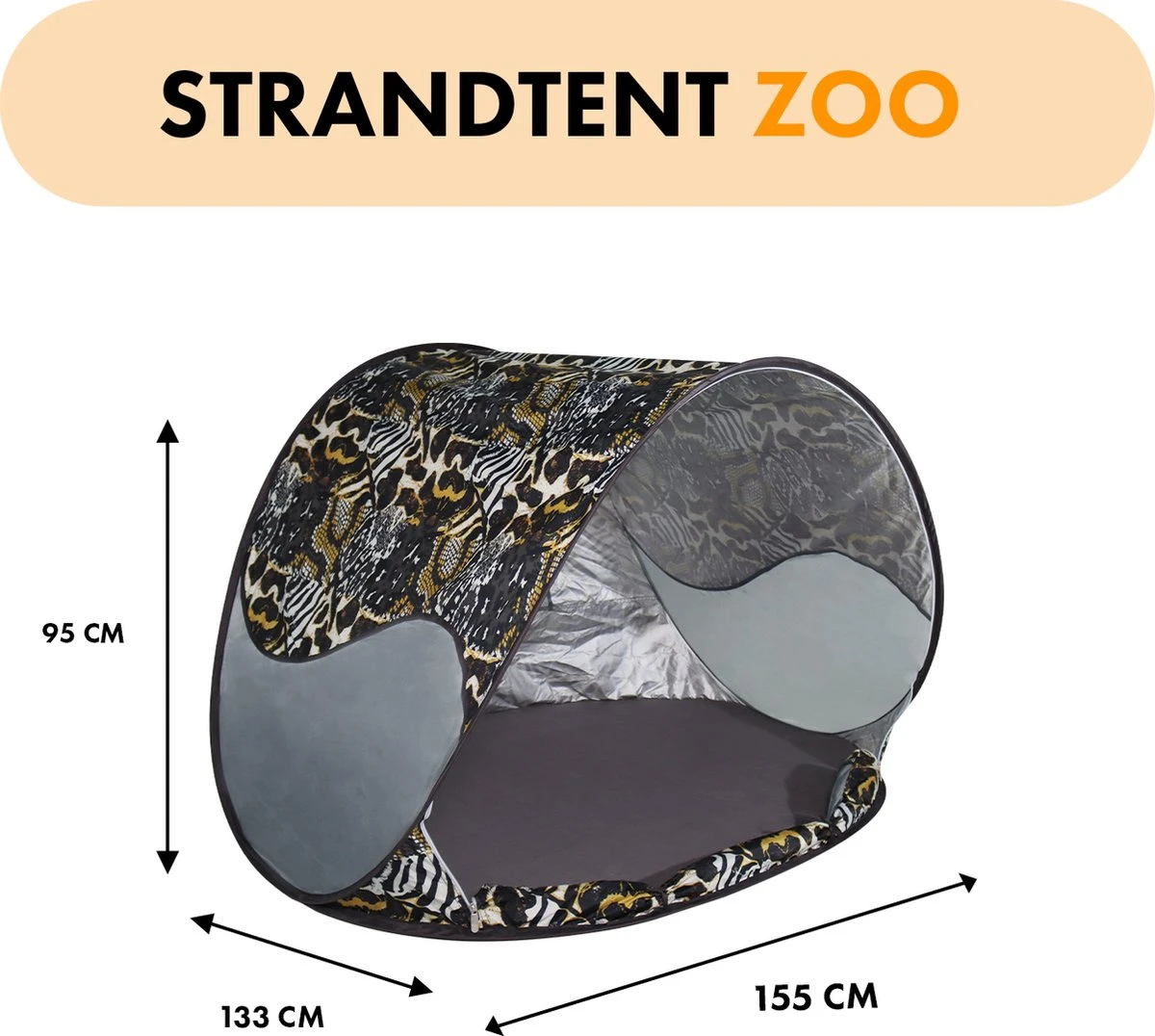 Deryan Luxe Pop Up Strandtent - Anti-UV 50+ - Zoo 5 Deryan Luxe Pop Up Strandtent - Anti-UV 50+ - Zoo - Afbeelding 3