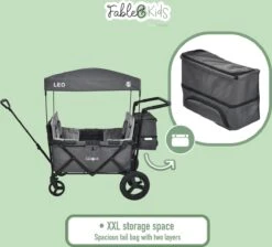 FableKids LEO X4Plus Opvouwbare Wagen Met Dak Fossil Grey -Buiten Kamperen Apparatuur 1200x1089 3