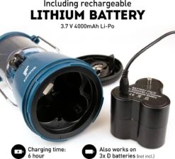 Favour L0818 Retro Camping Lamp Oplaadbaar LED, 320 Lumen, IP64 Waterdicht, Draagbare Kampeerlamp, Tentlamp, Acculamp, Traploos Dimbare Lamp Incl. Kaarslicht-modus, Blauw -Buiten Kamperen Apparatuur 1200x1090 9