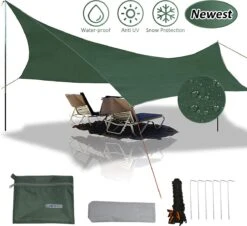 Merkloos BRGOOD Tarps - Shelter - Rechthoek - 240*220cm - Waterdicht - Met Scheerlijnen En Haringen - Geen Stokken - Voor Kamperen - Groen 12 Merkloos BRGOOD Tarps - Shelter - Rechthoek - 240*220cm - Waterdicht - Met Scheerlijnen En Haringen - Geen Stokken - Voor Kamperen - Groen -Buiten Kamperen Apparatuur 1200x1098 5