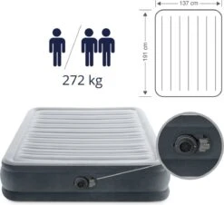 Intex Luchtbed - Twijfelaar - 137 X 191 X 33 Cm - Grijs - Met Ingebouwde Pomp, Hoeslaken Antraciet En Reparatieset 15 Intex Luchtbed - Twijfelaar - 137 X 191 X 33 Cm - Grijs - Met Ingebouwde Pomp, Hoeslaken Antraciet En Reparatieset -Buiten Kamperen Apparatuur 1200x1100