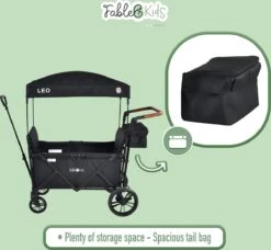 FableKids LEO X2 Lite Opvouwbare Handkar Met Dak Onyx Zwart -Buiten Kamperen Apparatuur 1200x1109 1