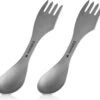 Navaris 2x Spork Titanium Campingbestek - Vork, Mes En Lepel In één - Bestek Voor Onderweg En Op Reis - Lichtgewicht - Inclusief Bewaarzakje -Buiten Kamperen Apparatuur 1200x1114 2