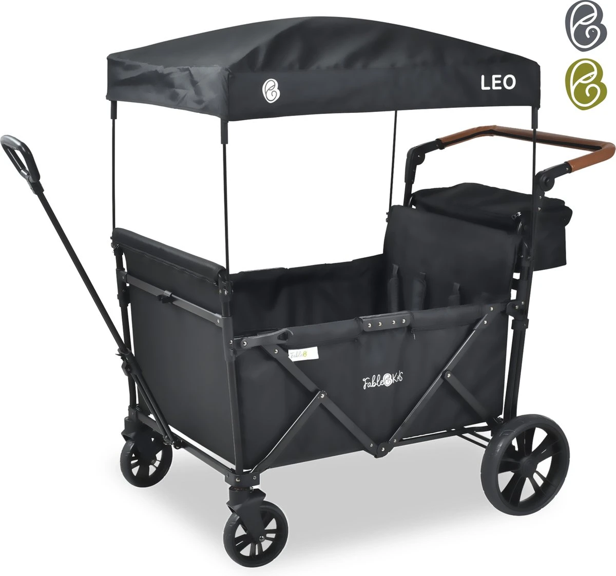 FableKids LEO X4Lite Opvouwbare Handkar Met Dak Onyx Zwart 3 FableKids LEO X4Lite Opvouwbare Handkar Met Dak Onyx Zwart