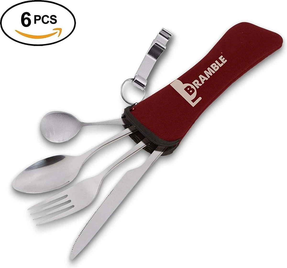 Roestvrij Staal Bestek (kampeerset) – Draagbare Reislepels, -vork En -mes Voor Festivals, Camping Of Trektochten - Wordt Geleverd Met Een Neopreen Draagtasje Met Een Lichtgewicht Flesopener 3 Roestvrij Staal Bestek (kampeerset) – Draagbare Reislepels, -vork En -mes Voor Festivals, Camping Of Trektochten - Wordt Geleverd Met Een Neopreen Draagtasje Met Een Lichtgewicht Flesopener