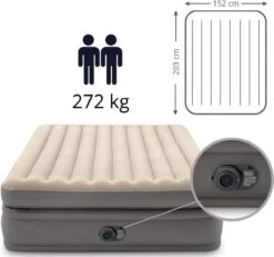 Intex Prime Comfort - Luchtbed - 2-Persoons - 152x203x51 Cm (BxLxH) - Grijs - Met Ingebouwde Motorpomp -Buiten Kamperen Apparatuur 1200x1124