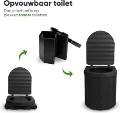 KNGZ Outdoor Gear – Camping Toilet – Nieuw Model – Biologisch Afbreekbare Zakjes – Opvouwbare Camping Toilet Met Deksel – Camping Toilet Hoge Zit – Draagbare WC Emmer Volwassen – Draagbaar Mobiel Potje – Nachtemmer – Opvouwbaar Toilet – Kamperen -Buiten Kamperen Apparatuur 1200x1125 6