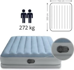 Intex Mid-Rise Comfort - Luchtbed - 2-Persoons - 152x203x36 Cm (BxLxH) - Blauw/Grijs - Met FastFill USB Pomp -Buiten Kamperen Apparatuur 1200x1129 1
