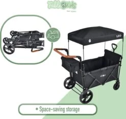 FableKids LEO X2 Lite Opvouwbare Handkar Met Dak Onyx Zwart -Buiten Kamperen Apparatuur 1200x1131 2