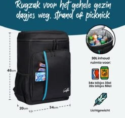 Sunflake Koelrugzak Groot - Lunchtas - Koeltas Backpack Voor Dames & Heren - Zwart -Buiten Kamperen Apparatuur 1200x1132 7