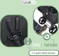 FableKids LEO X2 Lite Opvouwbare Handkar Met Dak Onyx Zwart -Buiten Kamperen Apparatuur 1200x1134 5