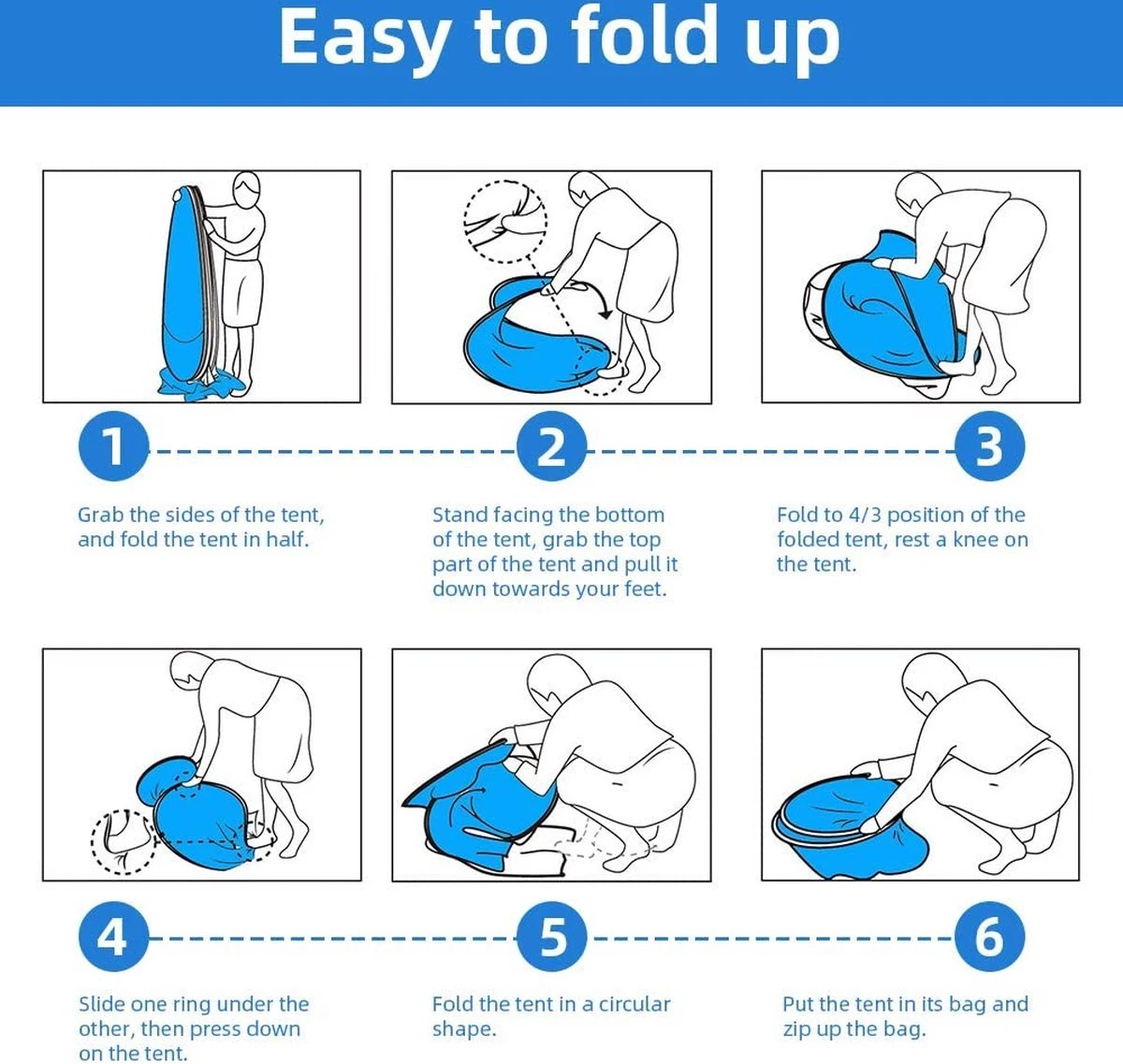 IGOODS Pop-up Tent - 2/3-Persoons - Blauw 5 IGOODS Pop-up Tent - 2/3-Persoons - Blauw - Afbeelding 3