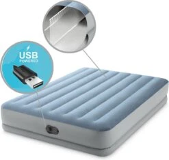 Intex Mid-Rise Comfort - Luchtbed - 2-Persoons - 152x203x36 Cm (BxLxH) - Blauw/Grijs - Met FastFill USB Pomp -Buiten Kamperen Apparatuur 1200x1139 2