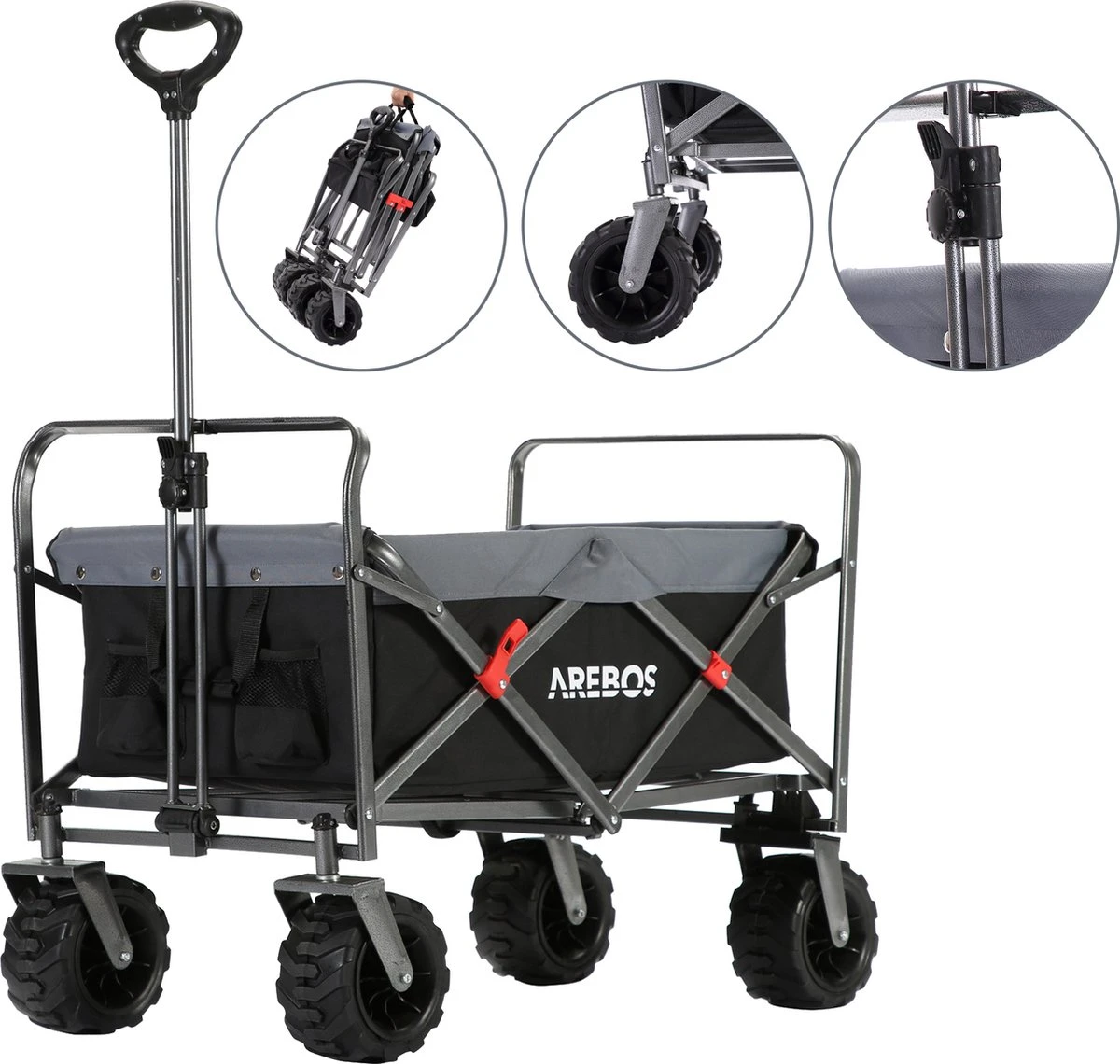 AREBOS Handkar | Transportwagen | Apparatuurwagen | Opvouwbaar | Zwart / Grijs 9 AREBOS Handkar | Transportwagen | Apparatuurwagen | Opvouwbaar | Zwart / Grijs - Afbeelding 7