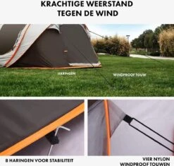 Fly Lab Luxe Pop Up Tent - Kampeer Tent - Grijs/Oranje - 4 Persoons -Buiten Kamperen Apparatuur 1200x1141 2