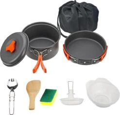 Camping Outdoor Kookset 13-delig Camping Servies En Pannen Pannenset Keukengerei - BPA-vrij & Geen Giftige Stoffen - Opvouwbaar & Licht - Ideaal Voor Reizen, Festival, Wandelen -Buiten Kamperen Apparatuur 1200x1143 14
