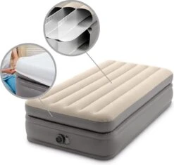 Intex Prime Comfort - Luchtbed - 1-Persoons - 99x191x51 Cm (BxLxH) - Grijs - Met Ingebouwde Motorpomp -Buiten Kamperen Apparatuur 1200x1144 1