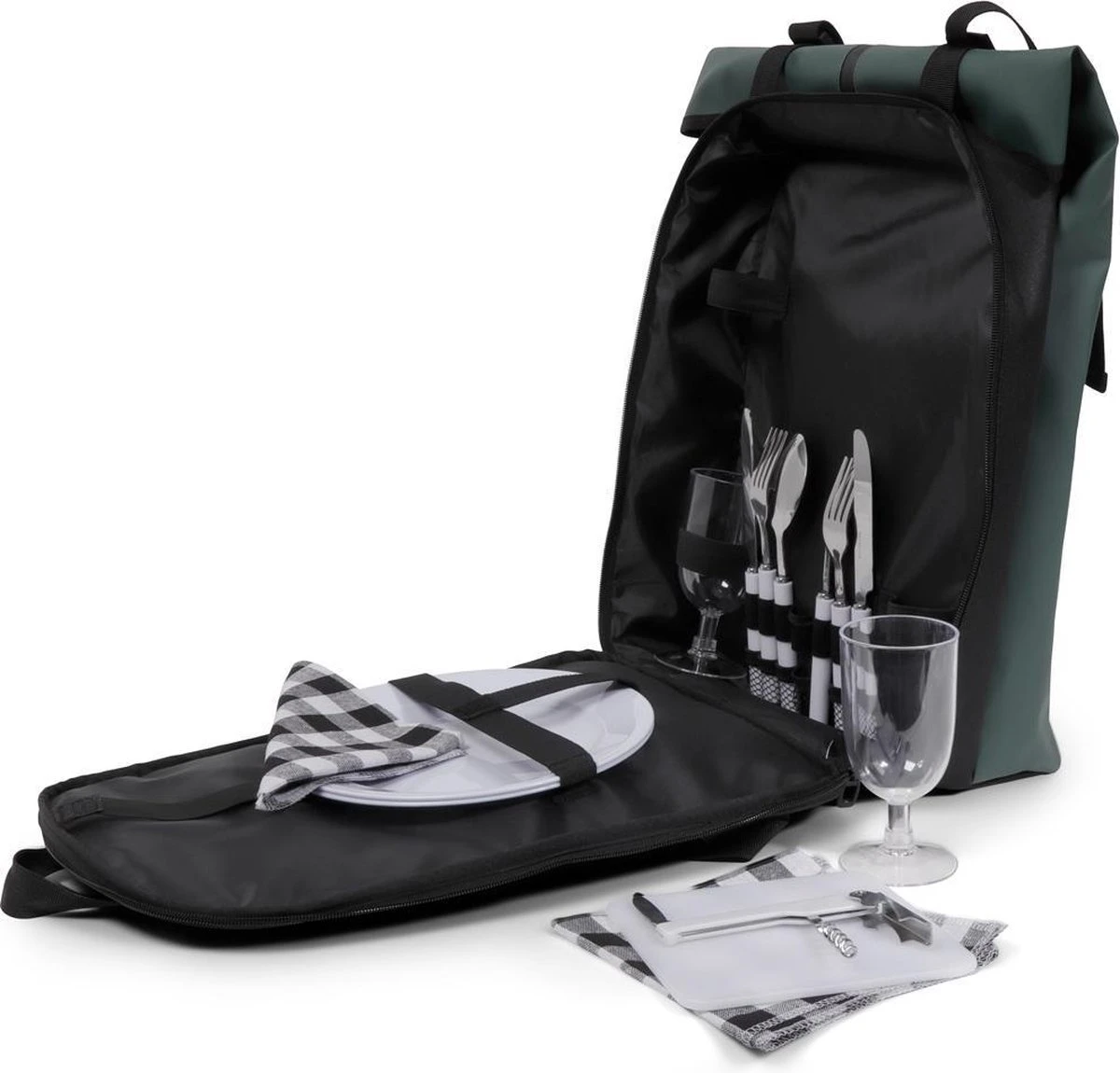 Norländer Picknick Rugtas - Koeltas - Inclusief Bestek - Groen 3 Norländer Picknick Rugtas - Koeltas - Inclusief Bestek - Groen