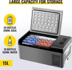 VEVOR - Coolbox - Koelbox 15L - Elektrische Coolbox - Draagbare Mini Koelkast - Draagbare Auto Vriezer 12/24Volt -Buiten Kamperen Apparatuur 1200x1155 15