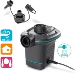 Intex Luchtbedset Intex Luchtbed - 1-Persoons - 76 X 191 X 25 Cm - Blauw + Intex Elektrische Pomp - 650 Liter/min + Hoeslaken Antraciet + Reparatieset -Buiten Kamperen Apparatuur 1200x1155 6