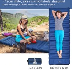 Hikr® Slaapmat 10cm+ Dikte - Comfortabel Luchtmatras - Zelfopblazend Met De Voet - TPU+40D Nylon - Slaapmatje Eenpersoons En Uit Te Breiden Tot Tweepersoons - Slaapmat Met Ingebouwde Pomp -Buiten Kamperen Apparatuur 1200x1159 1